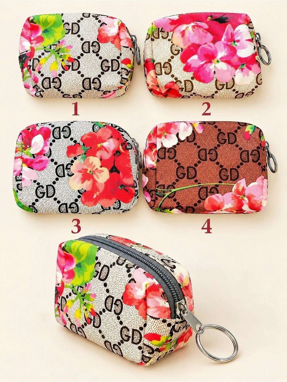Floral Cosmetic Pouch keychain